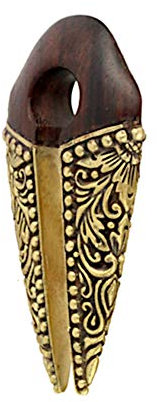 CHICNET Piercing Pfeil mit Ornament Spitzen, Handmade Dehnspirale Ohrgewicht Dehnschnecke aus Arangholz braun und Messing Brass in antik Gold 65mm x 35mm, für 12mm Dehnung für Männer und Frauen