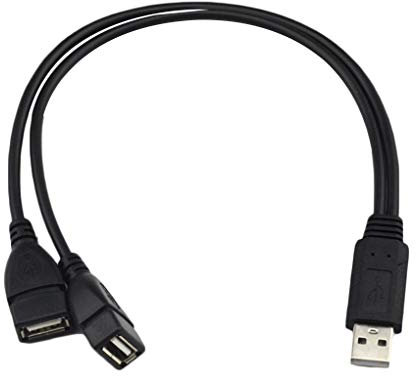 ZYElroy USB 2.0 A 1 mâle à 2 double femelle de données USB Hub de charge d'alimentation Diviseur câble rallonge