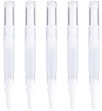 Minkissy 5 Stück transparente Drehstifte, leerer Nagelölstift mit Pinselspitze, kosmetischer Lipgloss-Behälter, Applikatoren, Wimpernwachstumsflüssigkeitstube, rotierende Drehstifte mit Pinselspitze