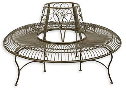 Decoratie Gartenbank Baumbank Bank rund braun Vintage-Stil 150,5 x 78 cm