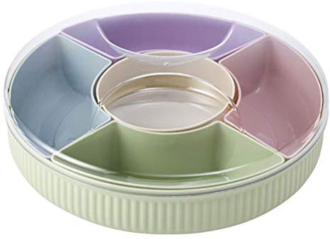 Cabilock Snack Serviertablett Dekorativ Kunststoff Unterteilt Snack Teller Schalen Süßigkeiten Nuss Aufbewahrungsbox Candy Box mit Deckel für Trockenfrüchte Bonbons Melonenkern Zufällige Farbe