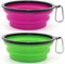 SLSON 2 Pièces Bol Pliant en Silicone pour Chien et Chat - Gamelle de Voyage Pliable (Violet et Vert, Grand)
