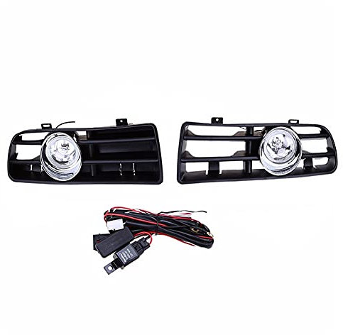 Luci Griglia Inferiore Paraurti, Fendinebbia a LED per Auto con Griglia Luce di Guida Fendinebbia Sinistro e Destro Fendinebbia a LED, Telaio, Cablaggio Set Compatibile con Golf 4 MK4 1998-2005