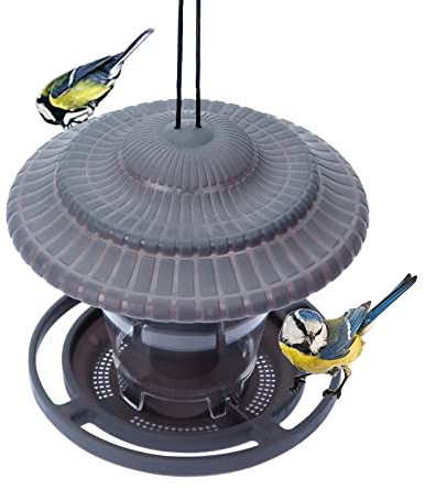 Vogelfutterspender Zum Aufhängen, Vogelhäuschen Balkon Bausatz, Futterstation Vögel Wetterfest, Futterspender Wildvögel Rotkehlchen Schutz Vor Eichhörnchen, Futtersäule Füllung Mehlwürmer (Grau)