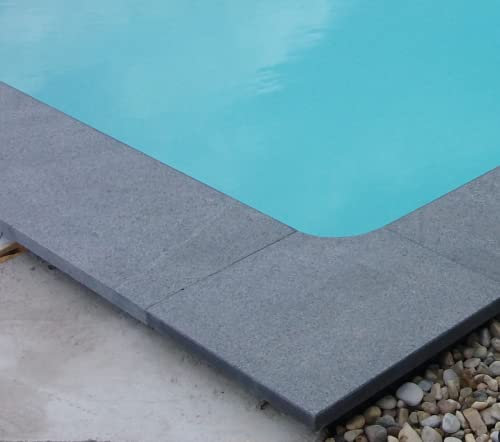 Festiv Beckenrandsteine 6 x 3m Padang Dark Granit Schwimmbeckenumrandung, Grau