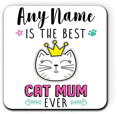 The Best Cat Mum Ever Personalised Custom Name One Coaster for Mug Tea Coffee Cup Customised