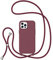 ZTOFERA Crossbody Lanyard Case for iPhone 12 Pro Max, Liquid Silicone Protective Phone Case with Strap Adjustable Neck Cord Necklace Soft Cover for iPhone 12 Pro Max, Wine Red