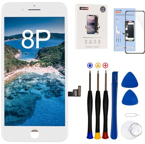 EFaith for iPhone 8 Plus Screen Replacement LCD 5.5 Full-HD Display 3D Touch Digitizer Glass Assembly with Complete Tool Kit and Screen Protector,for A1864, A1897, A1898 (White)