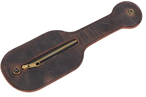 XIAOJUN Raquette en Cuir Boston Coin Poche en Cuir Épais pour Homme et Défense Multifonctionnel, marron, taglia