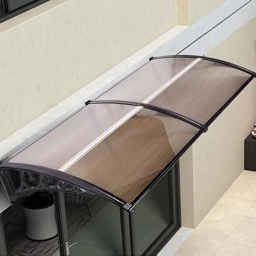XUANYU Überdachung Haustür aus Aluminium und Polycarbonat, Vordach Haustür, Vordach für Haustür, Türdach, Balkon, Pavillion, Regenfest und UV Schutz (80×240 cm, Braun-schwarz)
