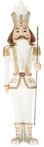 Timstor - Schiaccianoci Nutcracker Soldatino Bianco Oro 42cm Resina