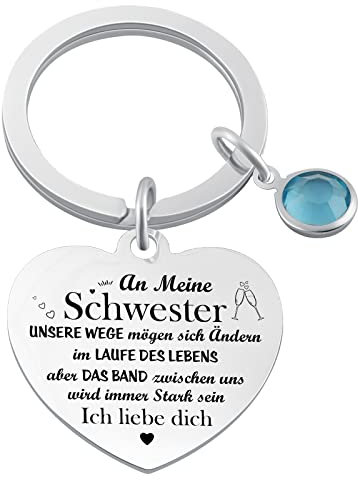 Welsky Schwester Geschenk, Geschenke für Schwester Schlüsselanhänger, Geburtstag Dankeschön Muttertag Weihnachten Hochzeit Geschenk für Freudin, Schlüsselanhänger mit Gravur