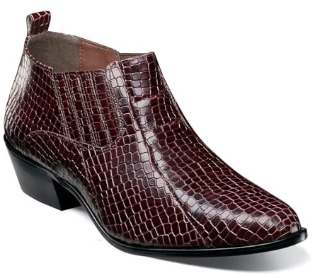 Stacy Adams Men's Sandoval Heeled Ankle Boot, BURGUNDY, 12W