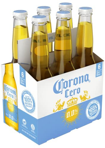 Corona Cero, Pack de 6 botellas x 33 cl, Cerveza con 100% Ingredientes Naturales, 0.0% Vol. de Alcohol