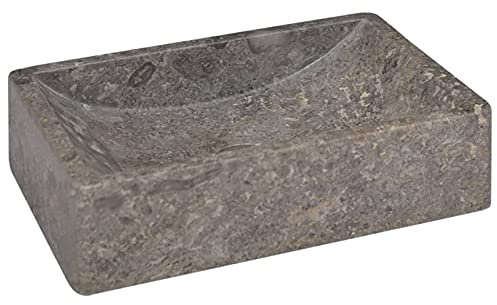 Tidyard Lavandino,da Bagno,Appoggio,in Marmo,Colore Grigio,45x30x12 cm,Lavabo da Bagno Appoggio,Lavandino Rettangolare,Lavabo Rettangolare,Lavandino in Marmo,Lavandino d'Appoggio