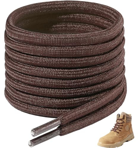 7STROBBS 2 Paires Lacets Ronds pour Bottes, 4mm Lacets Renforcés et Résistants pour Boots, Lacets Chaussures de Randonnée Travail Sécurité pour Femme ou Homme