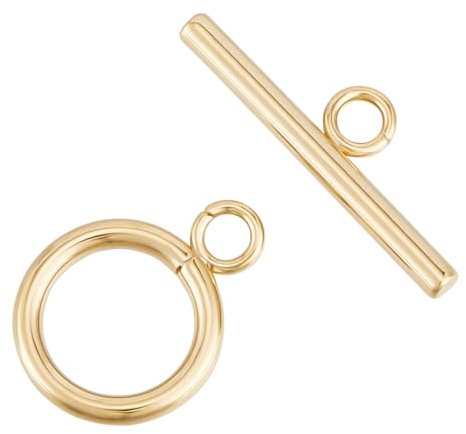 Beebeecraft 1 Box 20 Set Knebelverschlüsse Aus 24 Karat Vergoldetem Messing Schmuckverschlüsse Verbinder Runde Ring Knebelverschlüsse Mit T Steg Sets Für Die Herstellung von Halsketten Armbändern