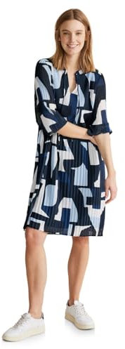 STREET ONE Damen Plissee Kleid, deep blue, 36