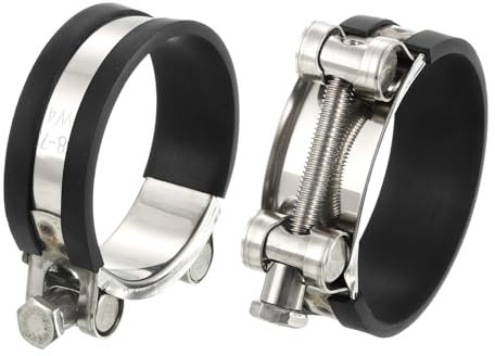 sourcing map 2Pcs T-Bolt Hose Clamp Working Range 68-73mm Rubber Cushioned Intake Intercooler Clamps Adjustable Tube Clamps for Tubes Pipes