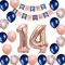 14. Geburtstag Dekoration Mädchen, Luftballon 14. Geburtstag Party Marineblau Rose Gold, 14 Jahr Geburtstagsdeko Mädchen, 14. Ballon Marineblau Rosegold Deko, 14. Geburtstag Deko Mädchen Jungen(14.)