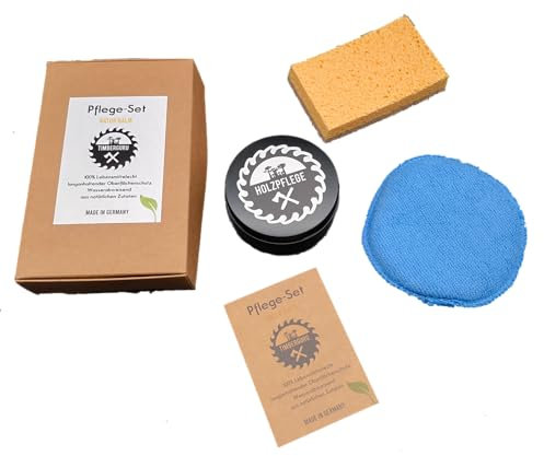 Holzpflege Wachs mit Bienenwachs & Bio Leinöl – 100 % natürlich – Holz- & Lederpflege für Holzprodukte, Möbel, Tische & Leder – Made in Germany (50 Gramm Set)