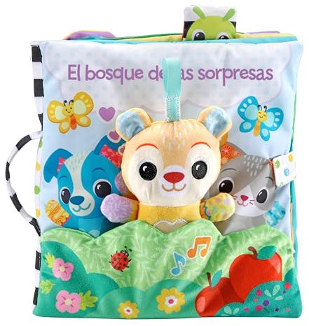 VTech-Baby Gran Libro sensorial El Bosque de Las sorpresas, Libro Grande de Tela, Interactivo, Elementos Móviles, Canciones y Melodías, Osito Separado, Regalo bebés +3 Meses, Versión ESP