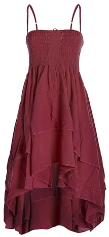 Vishes Damen 2in1 Sommerkleid-Rock | Flexibel als Spaghettiträger-Kleid oder Rock tragbar | 100% Baumwolle I Ideal für Frühjahr & Sommer I Nachhaltige Alternative Bekleidung