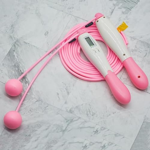 BAIZHONGJIE Corda per saltare senza fili, corda per saltare regolabile, corda per saltare con conteggio digitale per allenamento a casa, per esercizi, rosa