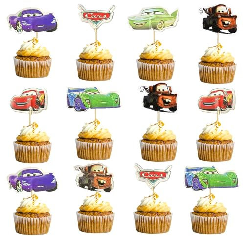 24pcs the Cars Cupcake Toppers cake decoration for boys
