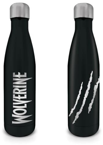 Pyramid Wolverine Metall-Wasserflasche (Adamantium-Design), isolierte Metall-Trinkflasche, 19oz/540 ml Trinkflasche für Damen und Kinder – offizielles Lizenzprodukt