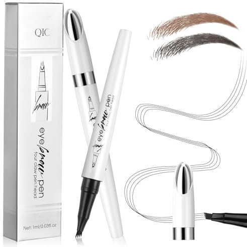 LOPHE Eyebrow Pen with 4 Fork Tip - Waterproof Eyebrow Pencil and 3D Microblading Pen - Smudge Proof, Creates Natural Looking Liquid Tattoo