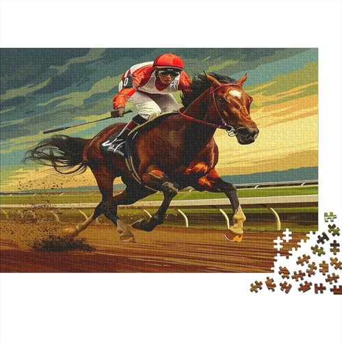 Horse 1000 Piece Puzzle for Adults 1000 Pieces Puzzle Jigsaw Puzzles Horse Racing Educational Games Relax Puzzles Games Impossible Puzzles Games Gift 1000pcs (75x50cm)