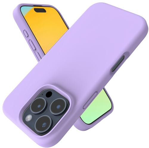 Andwing For iPhone 16 Pro Case, Liquid Silicone Case For iPhone 16 Pro, Soft Phone Case, Shockproof Cover, Anti-Fingerprint, Anti-Slip, Light Elegant Purple
