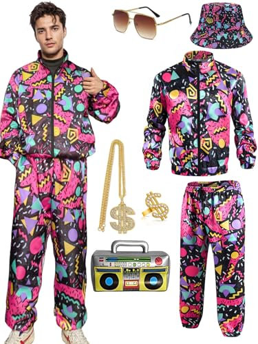 Vercico 80s Fancy Dress Men 80s 90s Fancy Dress Costumes for Adult (Purple, M)