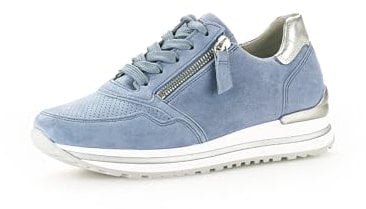 Gabor Damen Low-Top Sneaker, Frauen Halbschuhe,Komfortable Mehrweite (H),Turnschuhe,Laufschuhe,Freizeit,Azur/Silber (perf),42 EU / 8 UK