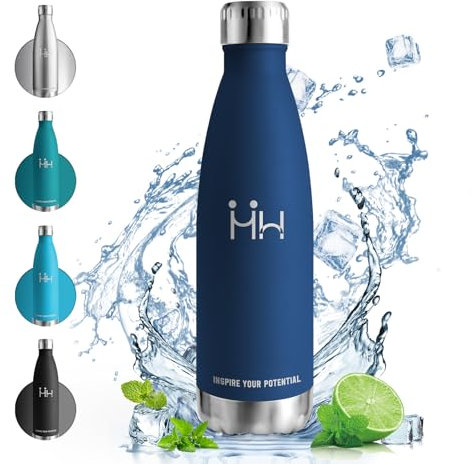 Vikaster Borracce termiche, Borraccia 500ml, Borraccia acciaio inox Mantiene Caldo per 12 Ore/Freddo 24 Ore, Borracce Senza Perdite, Borraccia Adatto Bambini, Adulto, Scuola, Outdoor