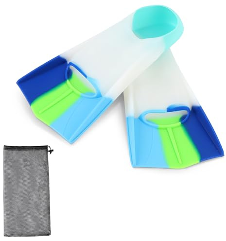 1 Paar Kinder Schwimmflossen, 100% Silikon Kurzflossen Professionelle Kinder Schwimmen Flossen für Training und Lap Schwimmen für Kinder Erwachsene