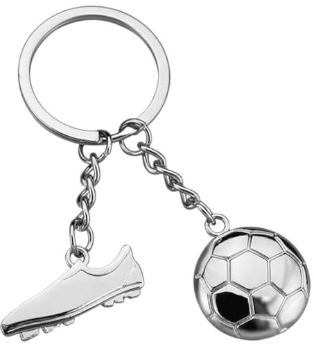 SIVZUMO 2 Pcs Porte-clés de Football Unisexe, Porte Clés Sport Porte Clé Football, Argent Porte Clé Chaussure Football, Porte Clé Ballon de Foot pour Adultes Enfants, Porte Clef Football