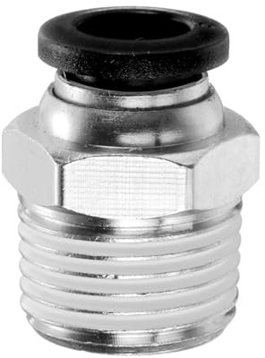 QUARKZMAN Raccord à Pousser pour Connexion Tube OD 8mm x Filetage Mâle 3/8 NPT Droit Connecteur Rapide pour Tuyau D'air en Cuivre pour Système D'air Industriel PC8-N03, Noir