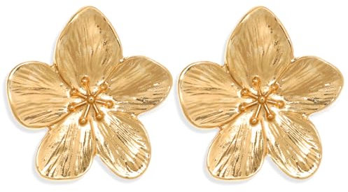 DOPENSPI Goldene Blumen Ohrringe, Statement Ohrringe für Frauen, Goldener Blumenohrring, Trendiger Ohrstecker Schmuck, Geburtstagsgeschenk für Mädchen und Frauen(Einzelne Blume)