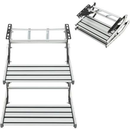 Caravan, doppio gradino, 2 livelli, in lega di alluminio, pieghevole, portata 200 kg, per roulotte, camper, camper