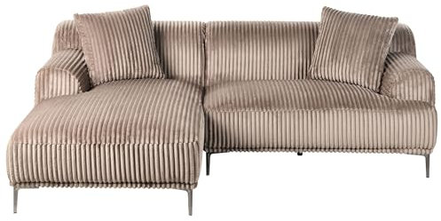 Beliani Ecksofa Cord hell braun 3-Sitzer rechtsseitig Stenum