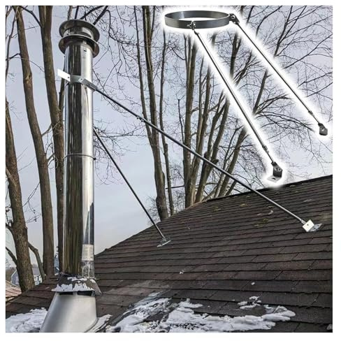 Support de Tuyau de Cheminée Kit de support de cheminée de toit rallongé de, tuyau de poêle/Suspension/Tuyau de ventilation Collier de serrage pour conduit de fumée(114mm(4 1/2 inch) Dia)
