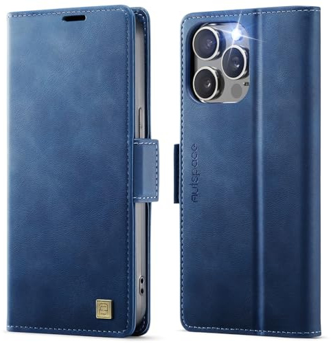 Teeirllim Custodia per iphone 13 Pro Max, Blocco RFID PU Pelle Portafoglio Flip Case, Carta Fessura, Funzione Supporto, Antiurto Case Cover per iphone 13 Pro Max - Blu