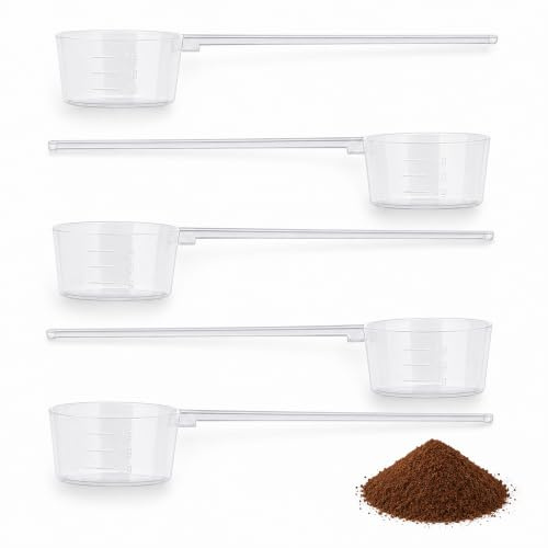 5g Measuring Scoop Set for Protein Powder, 5 Pack Plastic Spoons | Transparent Clear Scale, Food Grade Reusable Dosing Scoops For Kitchen Fitness And Supplements