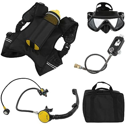 Xiuganpo DS-2000 2L Mini Bouteille de Plongée Ensemble de Bouteilles D'oxygène avec Lunettes de Plongée pour le Sauvetage en Acier Inoxydable + Silicone + Alliage D'aluminium (bouteille d'oxygène