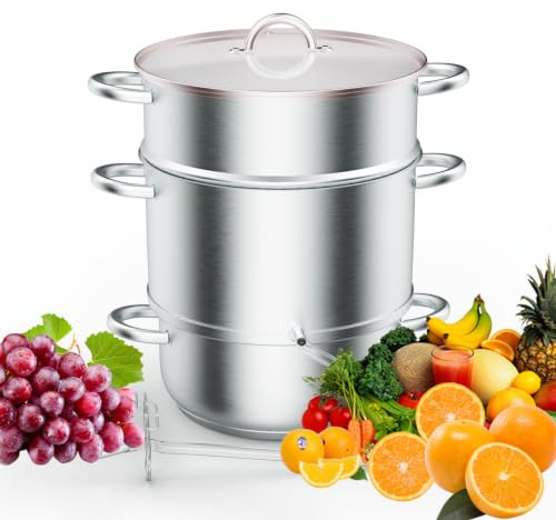 ROVSUN 15 L Dampfentsafter aus Edelstahl, Entsafter für Obst und Gemüse, Saftpresse für alle Herdarten geeignet auch Induktion Ø 27cm