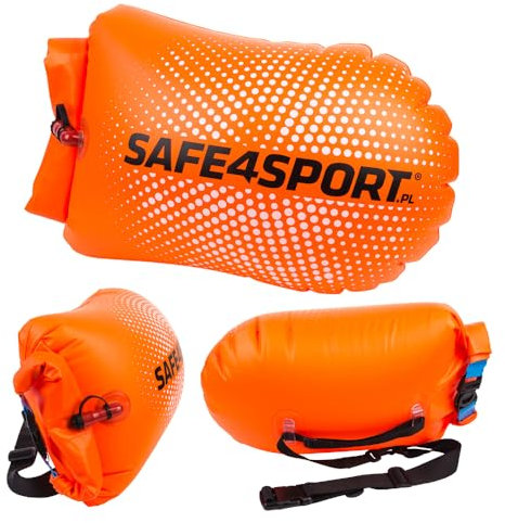 SAFE4SPORT PerfectSwimmer - Aufblasbare Sicherheitsboje zum Schwimmen - Schwimmboje mit Tasche für Sachen 20L