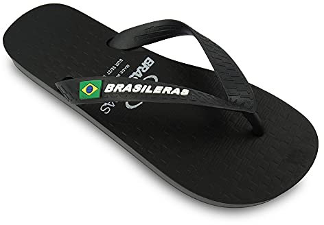 BRASILERAS Tongs Homme Femme Antidérapantes Confortables Chaussures de Plage/Piscine/urbaines Noir 40/41 EU