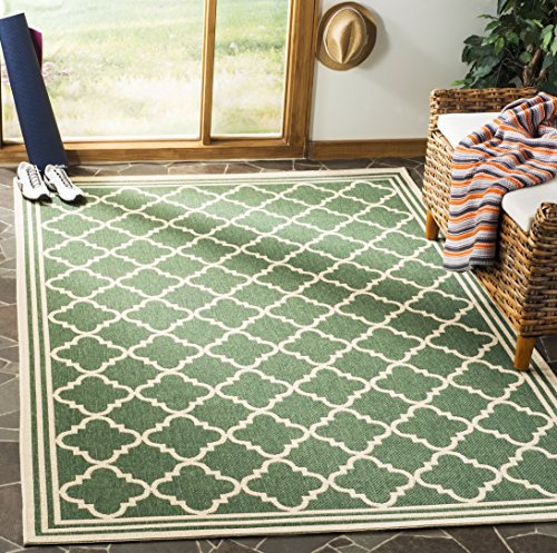 Safavieh Linden Collection LND121Y Spalier für drinnen und draußen, fusselfrei, schmutzabweisend, für Terrasse, Hinterhof, 2,7 x 3,5 m, Grün/cremefarben